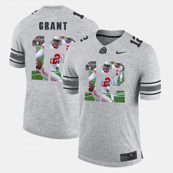 Ohio State Buckeyes Doran Grant Men's #12 Gray Pictorial Gridiron Fashion College Football Jersey 2404RDDL3